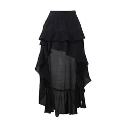 Gothic Kawaii Black Tiered Skirt with Irregular Hem - Retro Party Fashion - XXXL (3007 - 24030)