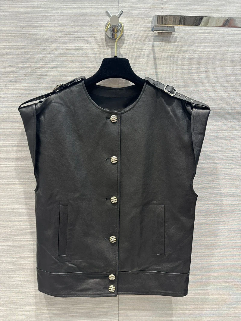 

Korean version of women's vest, fashionable and trendy, shoulder straps, sheepskin vest jacket, handsome and versatile