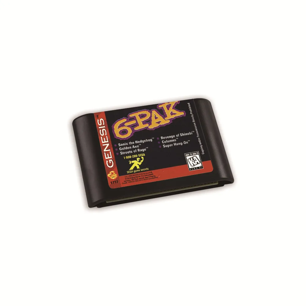 6-pak USA Cover Game for SEGA MD Mega Drive Genesis Consoles Game