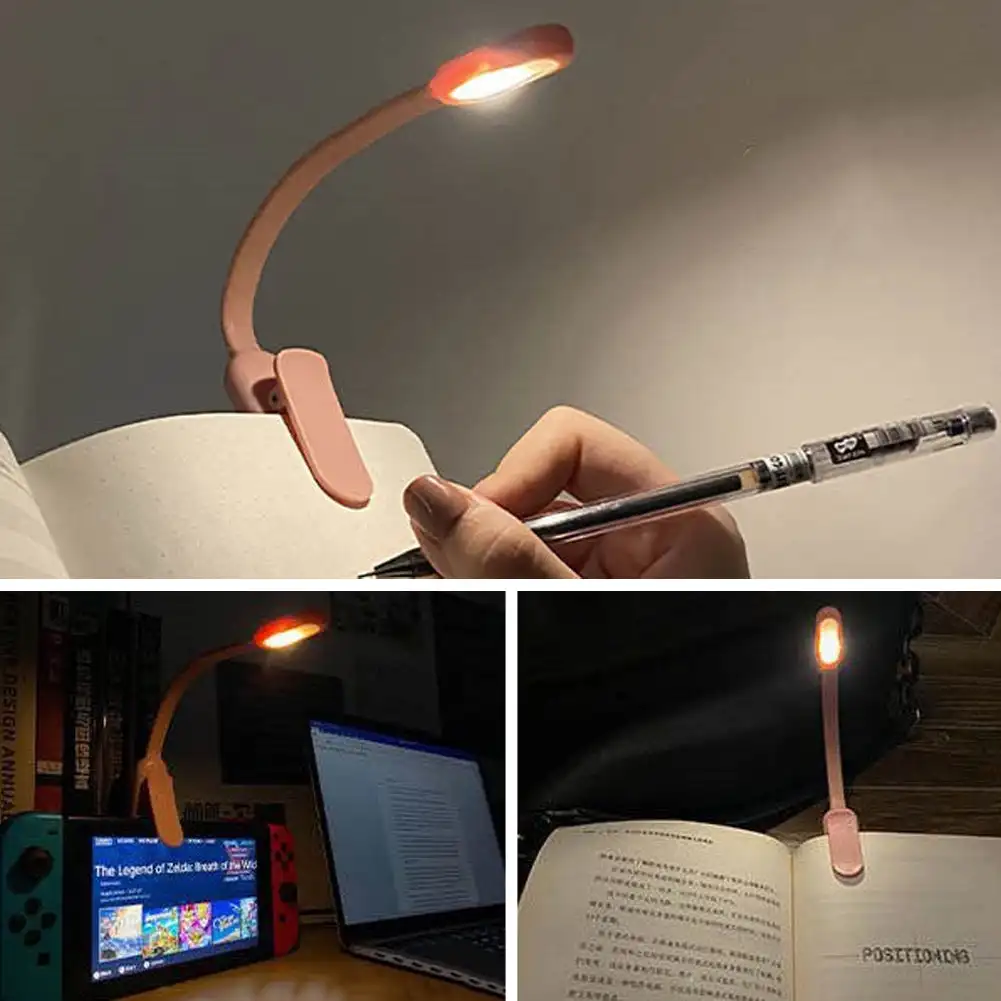 Mini LED Book Night 3 Light Color Adjustable Brightness Clip-On Study Reading Lamp USB Rechargeable Travel Bedroom Reading led light night light mini night light book light mini led light led desk lamp