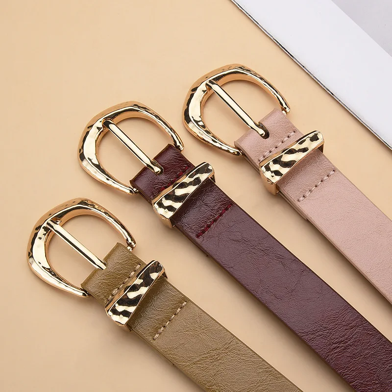 Elegant Retro Hammered-Texture Women’s Pin-Buckle Belt