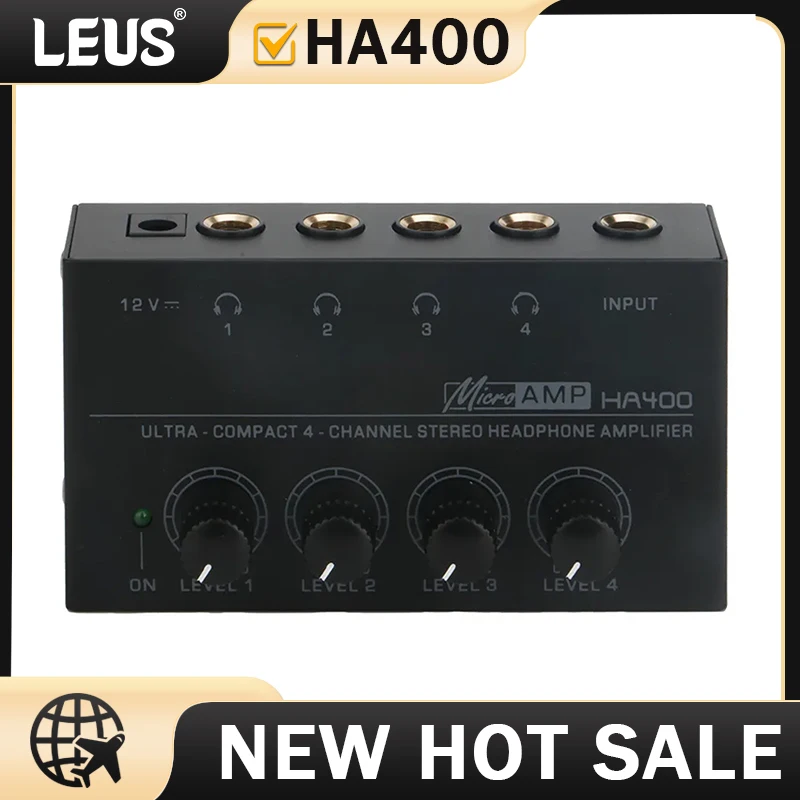 LEUS HA400 Mini Amplifier Headphone Amplifier 4 Channels Ultra-Compact Stereo Audio Earphone