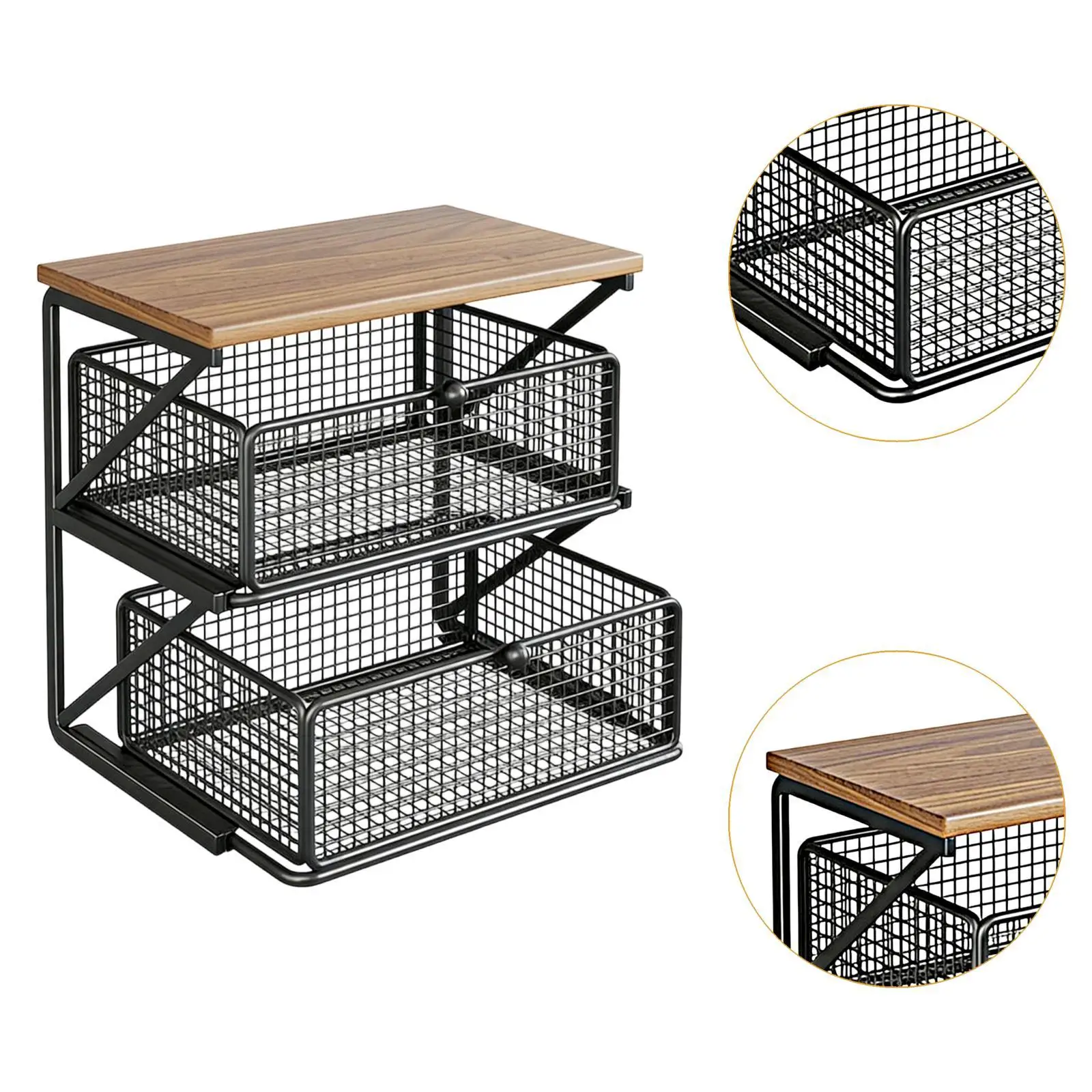 Kitchen Counter Shelf Organizer Ironwood Drawer Storage Rack Coffee Accessories Station for Room and Pantry Kitchen Counter Shelf Organizer Ironwood Drawer Storage Rack Coffee Accessories Station for Room and Pantry