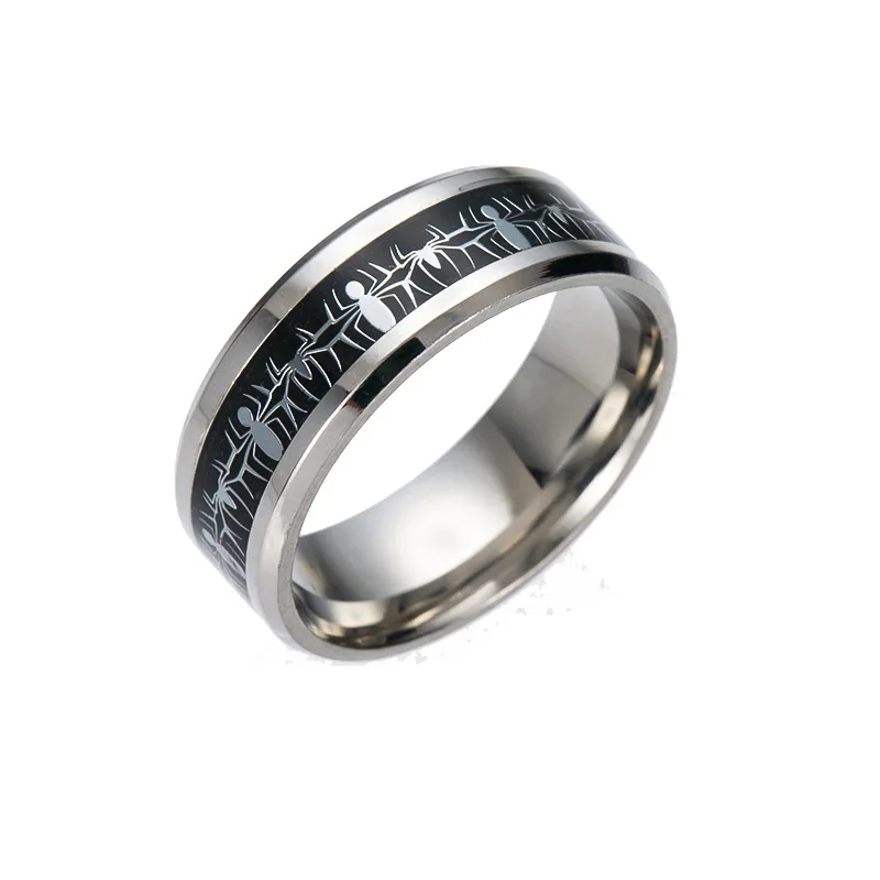 Stainless Steel Cool Spider Pattern Inlay Women Man Rings for Teens Boy Encourage Faith Gift Jewelry 3