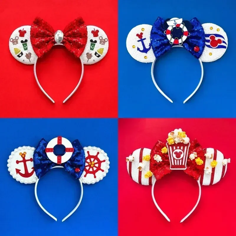 Minnie Mouse Hair Bands Girls Classics Mickey Big Ears Headbands Women Disneyland Pink Bow