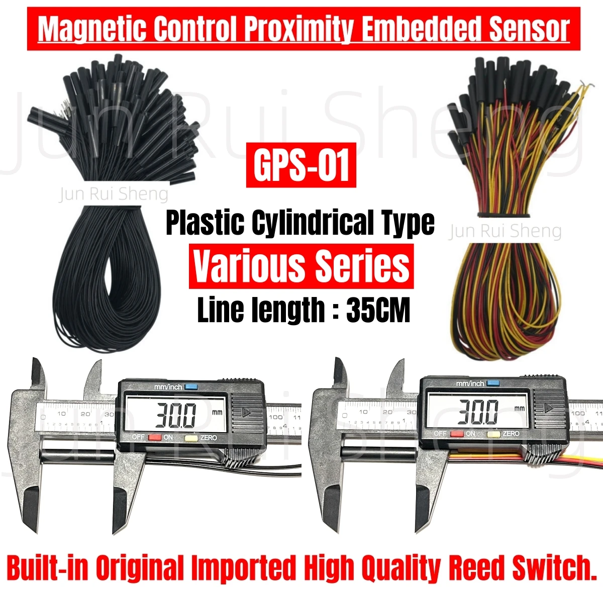 2PCS GPS-01 Reed Switch Tubular 15MM 18MM 20MM 25MM 30/38MM Normally Open Closed NO/NC GPS 01 Magnetic Contact Proximity Sensor magnetic control reed switch sensor