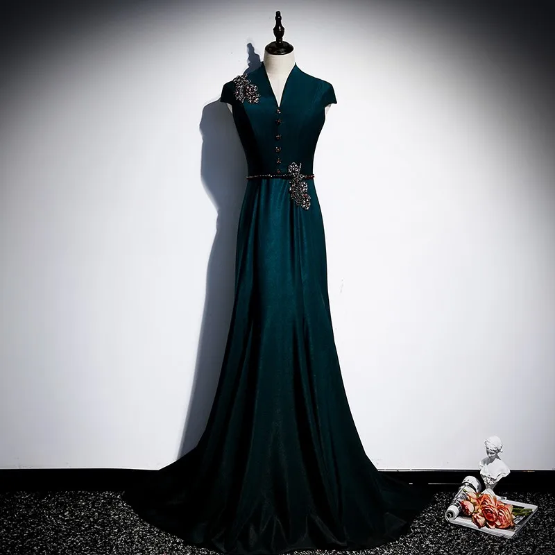 

Evening Dress for Women New Banquet Temperament Noble Long Tail Host Luxury