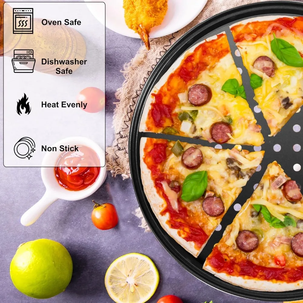 Pizza Pans for Oven Round Pizza Pan with Holes 28cm Tray for Oven Baking Steel Accessories Kitchen Tools 1Pcs pizza bakeware