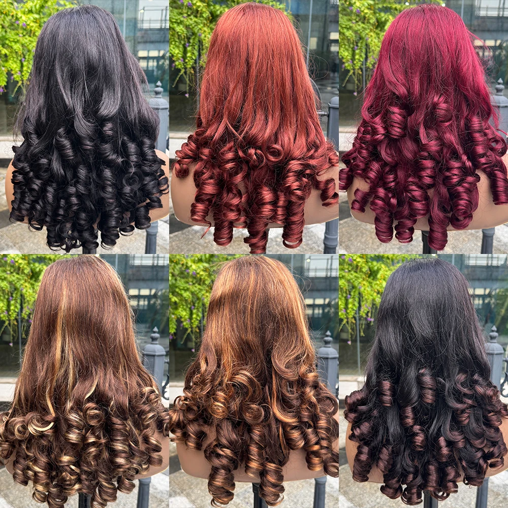 300% Density Spiral Curly Human Hair Wigs 5x5 Lace Closure Glueless Wig 22inch Side Part Loose Bouncy Curly Hair Wig for Women 2