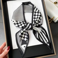 Fashion Print Hair Ribbon Scarf Women Neck Tie Bag Scarfs Satin Silk Skinny Headscarves Ladies Foulard Floral Bands 2024 New 6