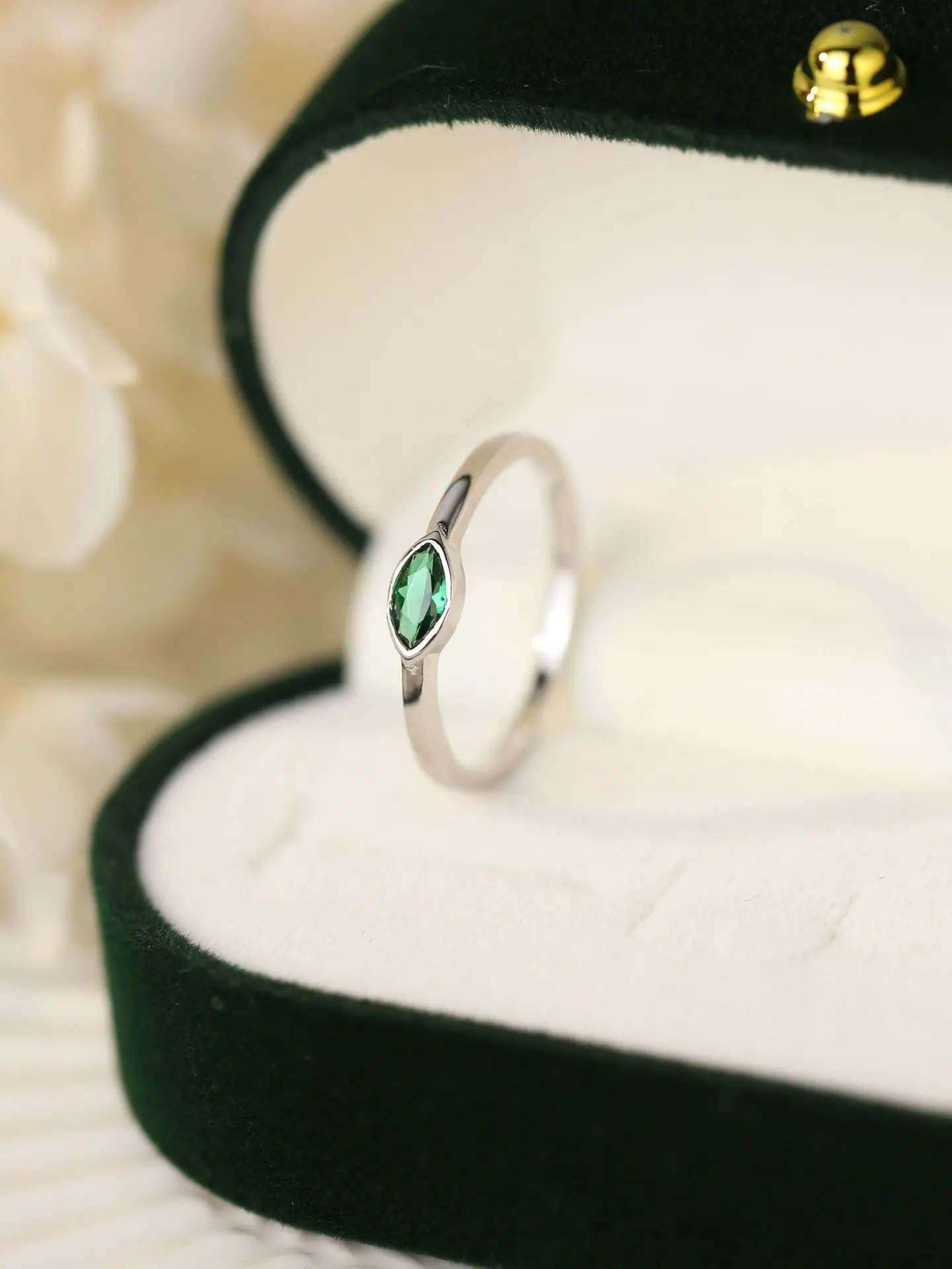 Anillo de plata de ley 2023 S925 para mujer, Gema verde Simple, Ojo de caballo, anillo de lujo ligero de alta calidad, 100%