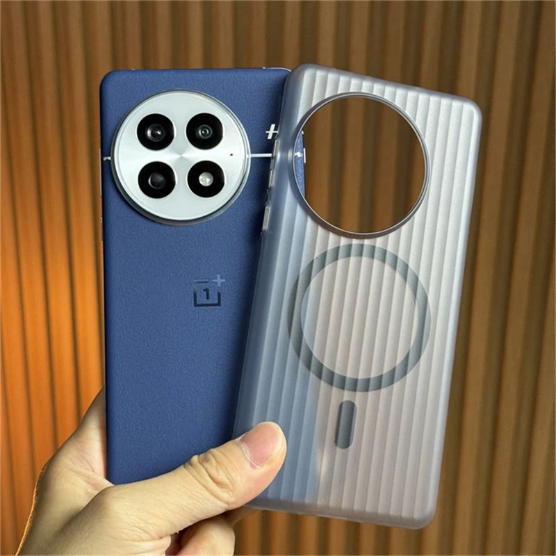 Magnetic Transparent Luggage Stripe Phone Case with Hard Shell Bumper
