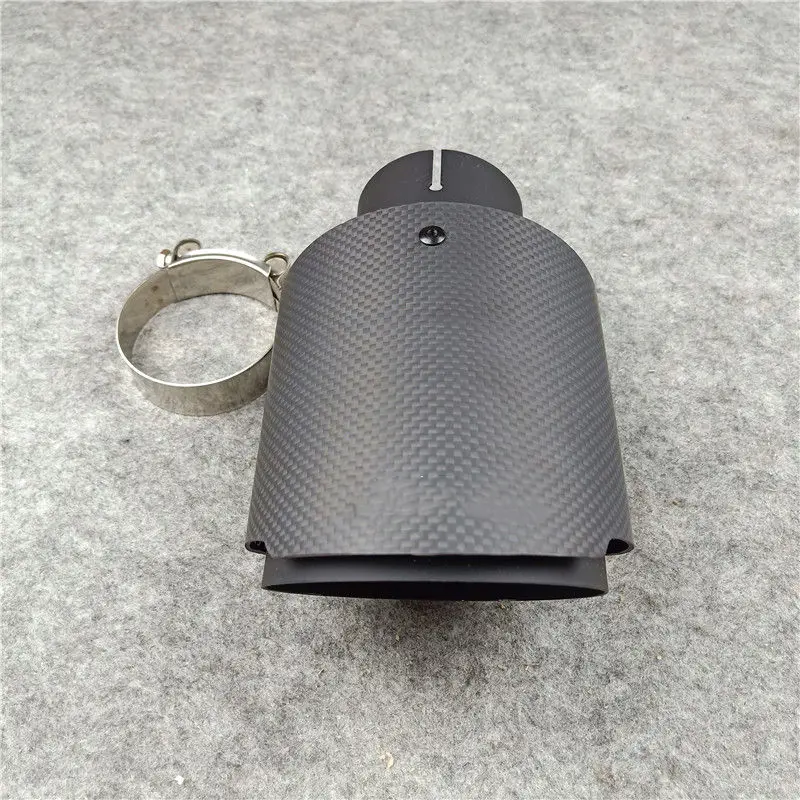 130MM Outlet Exhaust Pipe Carbon Fiber 304 Stainless Steel Muffler Tips Rear Nozzles Full Matte Black
