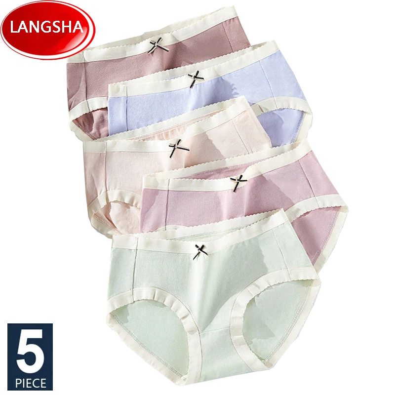 5Pcs/Set Cotton Panties Women Soft Underwear Lovely Young Girls Panty