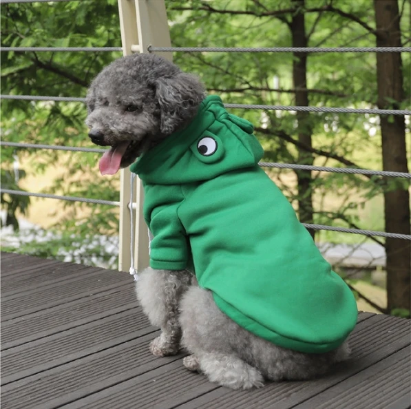 Cute Frog Pet Hoodie – Winter Warm Velvet Lined Dog & Cat Sweater