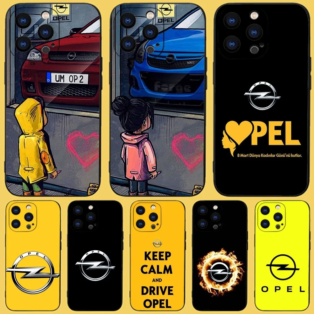 Custodia Per Telefono Per Auto Cool O-Opel Per Iphone 15,14,13,12,11 Plus,Pro,Max,Xr,Xs,X,7,8 Plus,Se,Mini Silicone Nero Morbido