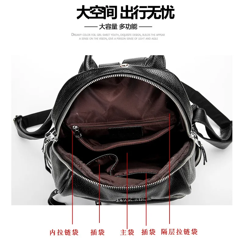 Fashionable And High-quality Leather Lychee Grain Backpack New Simple And Casual Versatile Large Capacity Computer Bag For Women