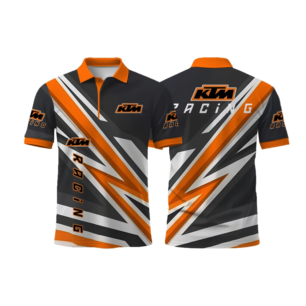 Trendy KTM Logo Printed Motorcycle Riding Comfortable Breathable Sport Shirt New Turn-down Collar Short Sleeved Polo Shirt 5