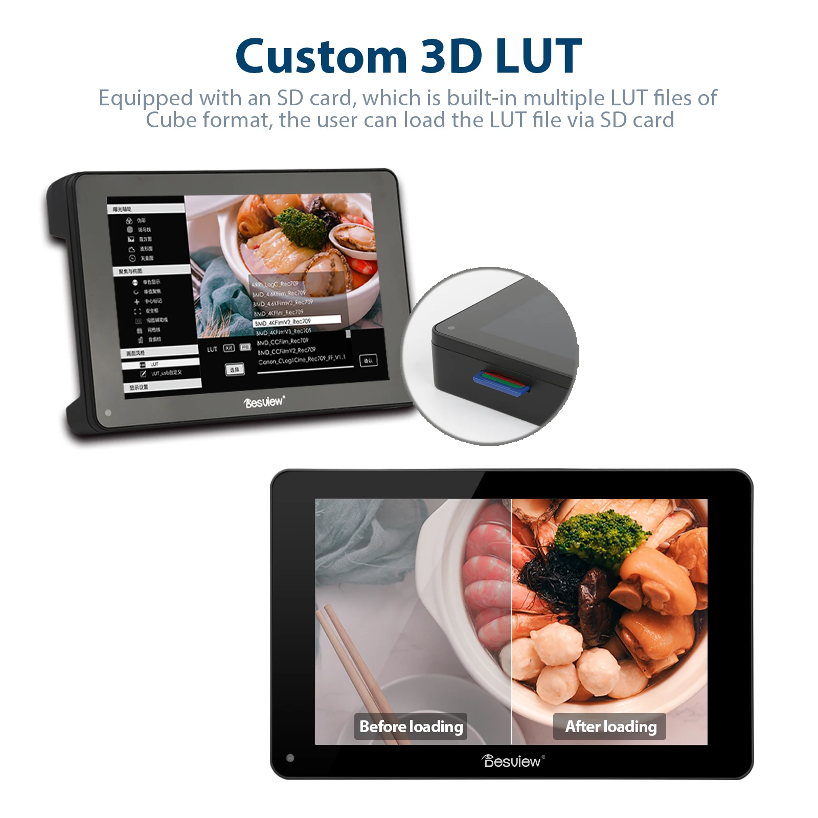 Desview Camera Field Monitor R7II/R7SII 7inch Touch Screen 2600nits 4K HDMI & 3G-SDI 3D LUT All Waveform for DSLR Camera Monitor