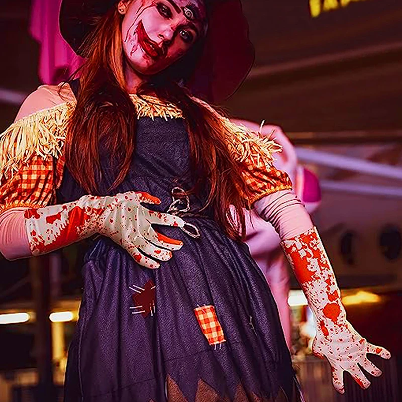 Halloween Costumes Blood Gloves Socks Apron Skirt Cosplay Party Scary Atmosphere Decor Themed Party Props Boy Girl