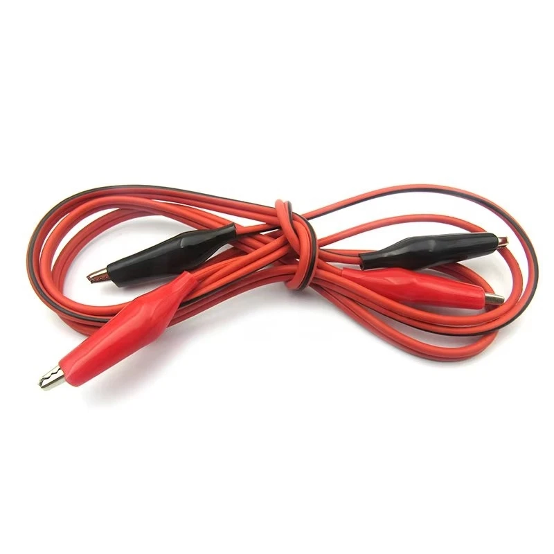 Double Red and Black Clips Crocodile Cable Alligator Jumper Wire Test Leads 1meter 5A