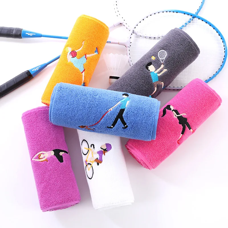 

Pure cotton sports towel logo embroidered cotton towel, water absorbing and sweat wiping fitness yoga marathon towel