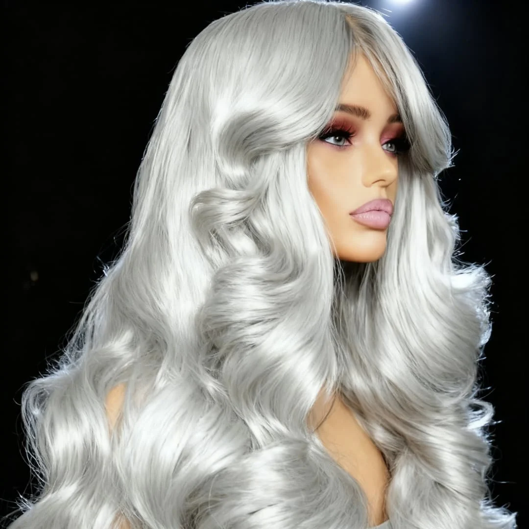 Grey Body Wave Lace Front Wigs 13x4 HD Transparent Lace Frontal Wigs Human Hair 250 Density Hair Lace Front Wig Human Hair 3