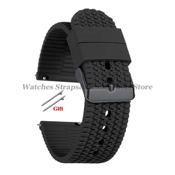 Premium Soft Silicone Quick Release Watch Band - Versatile Rubber Strap in Multiple Sizes - 22mm (Black - Black)