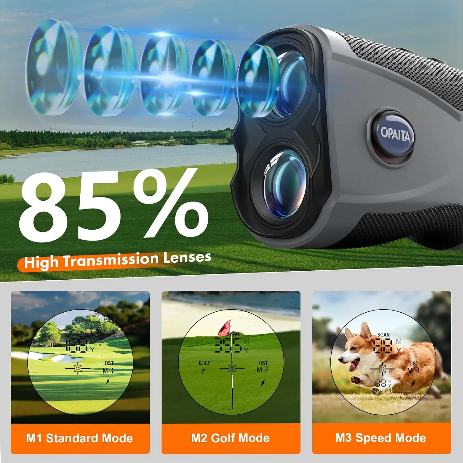 Rangefinder with Slope and Magnetic: 8X Magnification with Flag Pole Locking Vibration for Golfing and Hunting-1200 Yards