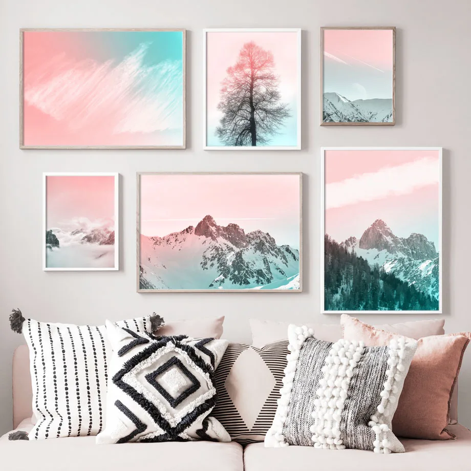 CustomizablePosterPrintsLandscapeWallLivingRoomDecorationPink