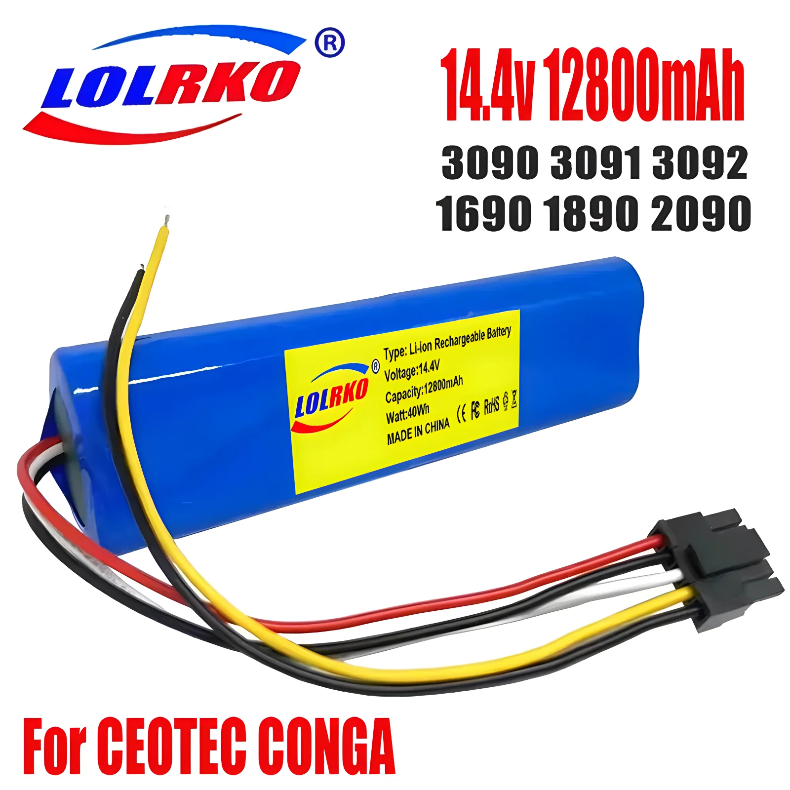 

CECOTEC CONGA 3090 3091 3092 1690 1890 2090 Robot Vacuum Cleaner Battery Pack Replacement Accessories 14.4 Volts 12800mAh