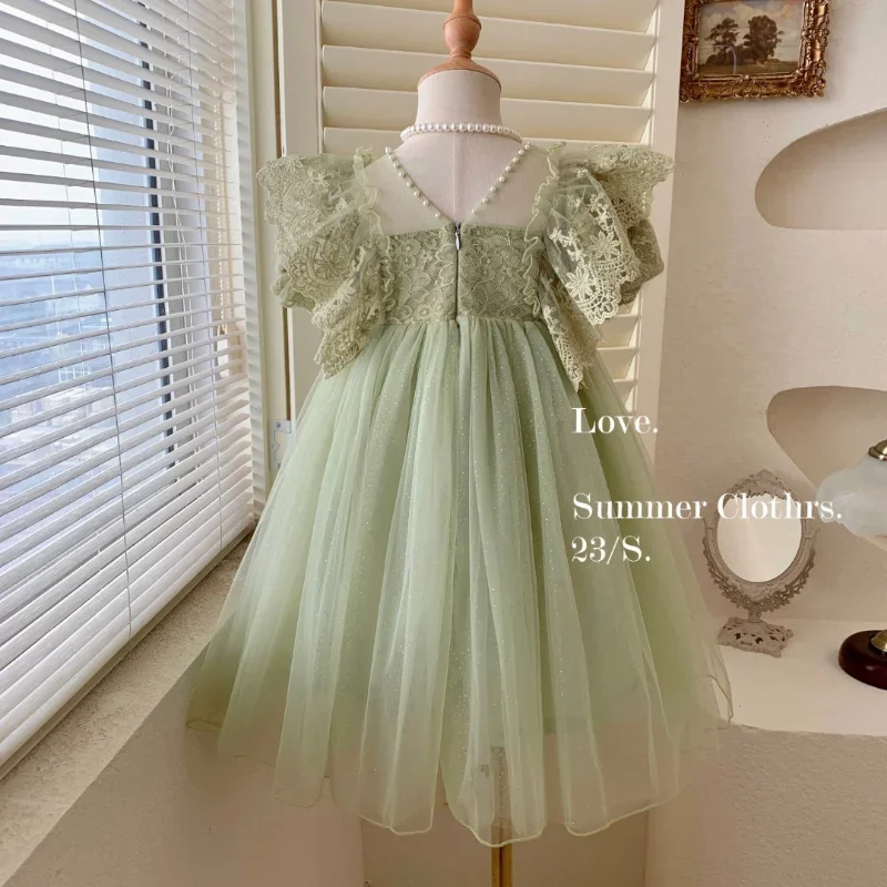 Children's Princess Dress In Green Korean Style Baby Party