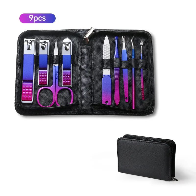 9/18 pieces, purple and blue nail clipper set, Nail Clipper set box nail clipper pedicure tools pick ears pick ear spoon God f 3