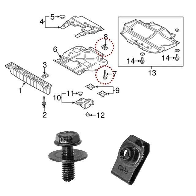 10Pc Car Splash Shield Body Bumper Fender Push Clip Engine Under Cover Push Retainer Fastener Rivet Clip 1x0.2in U-Nuts Clip Kit 4