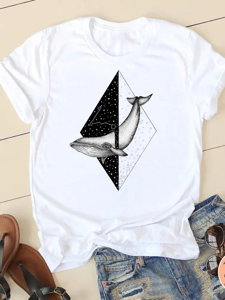 

Space Cute Animal Wild Short Sleeve Print T-shirts Ladies Casual Clothing Women T Clothes Fashion Female Graphic Tee