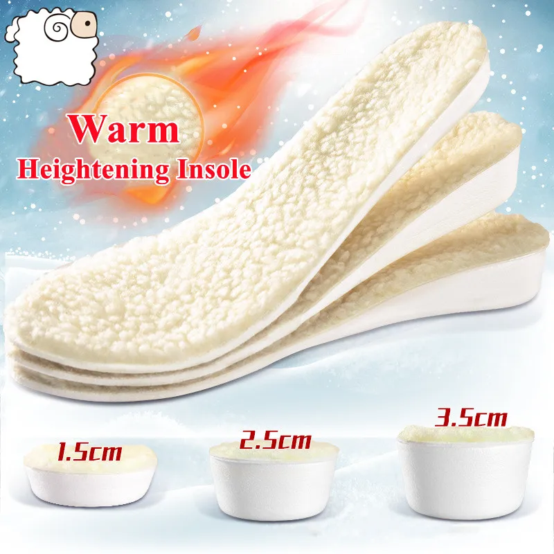 Winter Plush Warm Insoles for Shoes Height Increase Insole for Feet Martin Snow Boots Shoe Insert Thicken Heating Sole Men Woman