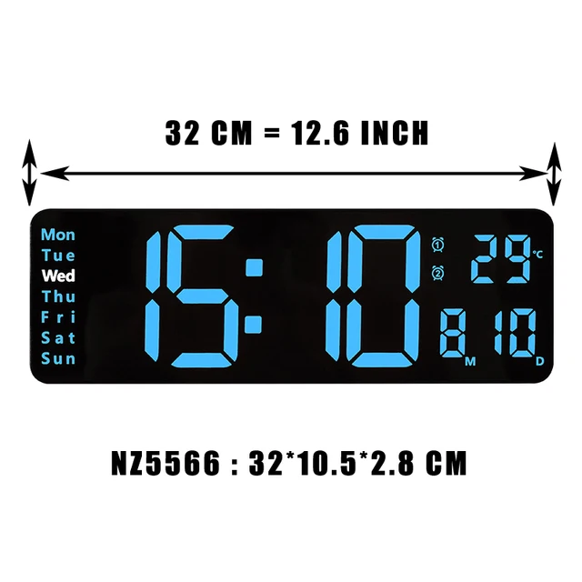 Big Digital LED Wall Alarm Clock with Calendar and Temperature Display