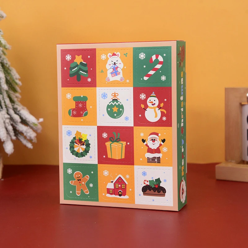 

2pcs Christmas Surprise Blind Box Countdown Advent Calendar DIY Poked with Finger Santa Snowman Fun Gifts Box New Year Packaging
