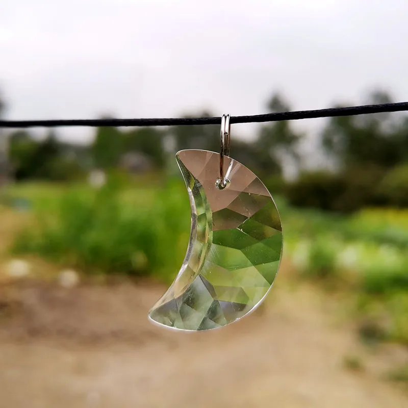 30mm Crystal Moon Suncatcher Chandelier Prism Parts Home Wedding Party Decoration Sun Catcher Pendant DIY Jewelry Making 5pcs sun catcher crystal pendant sun catchers
