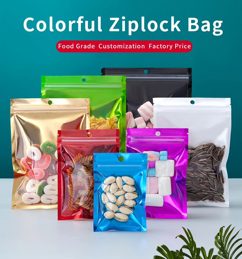 50/100 Stück Wiederverschließbare Schmuck-Geschenktüten, Mini-Ziplock Aluminiumfolie-Polymerfolienbeutel für Süßigkeiten, Lebensmittel und Party-Aufbewahrung – Detail 1