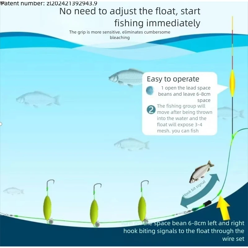 Description Picture 5 of item1 Set Three Reverse Hooks Fishing Rig Anti-tangle Snag Resistant Split Hook Rig Freshwater Saltwater Fishing Accessories