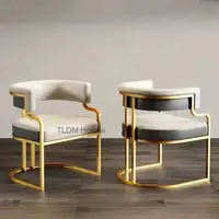 Luxury golden Dining Chairs wrought Iron Backrest Armchair Kitchen Modern Dining Room Furniture Home Bedroom Salon Makeup Chair 4