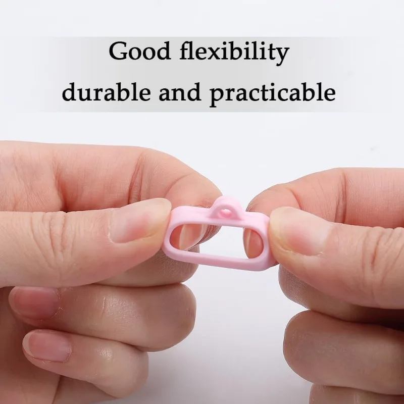 1 Box 60PCS Anti-Lost Silicone Rubber Rings 2 Sizes Pink Holder Silicone Pendant Multipurpose Adjustable Cases 8/13mm Necklace