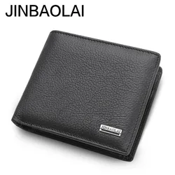 100% Genuine Leather Men Wallets Premium Product Real Cowhide Wallets for Man Short Black Walet Portefeuille Homme