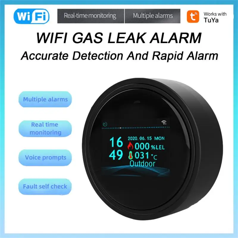 

WiFi Tuya Natural Gas LPG Leakage Sensor Leak Detector With Sound Alarm Remote Monitoring Protection Security With Google Alexa