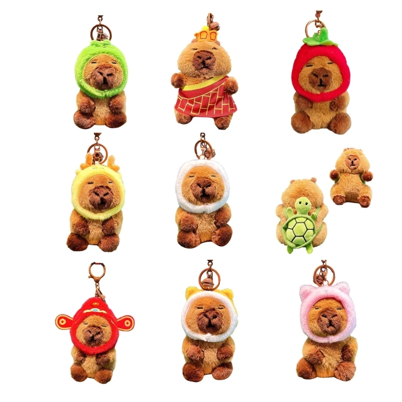 Plush Capybara Key Chain Ornament Cartoon Hanging Pendant for Bag Purse Tote Backpack Pendant Stuffed Keyring Dropship piggy plush key chain ornament furry squeaky pig hanging pendant for handbag purse tote kids backpack accessories