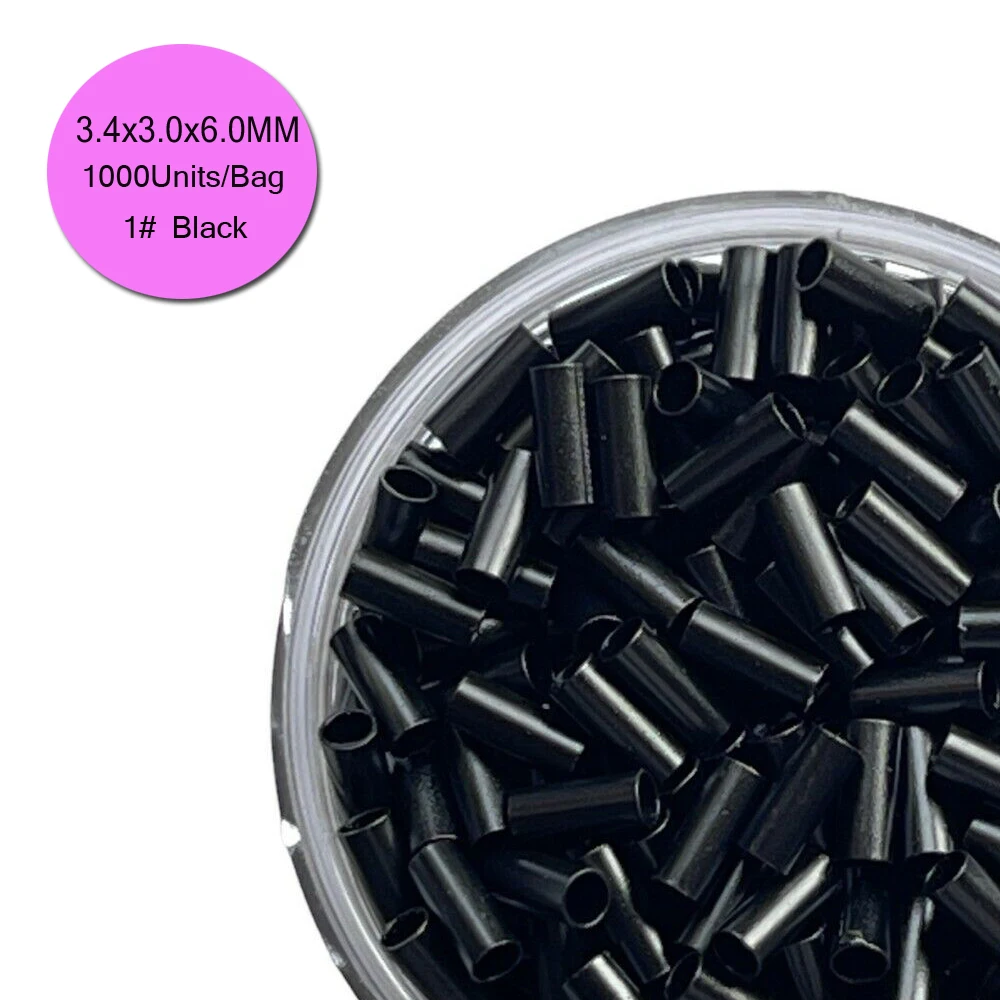 3.4mm 구리 마이크로 비즈 링 1000개 구리 튜브 비즈 마이크로 링크 링 헤어 익스텐션용 구리 마이크로 비즈
