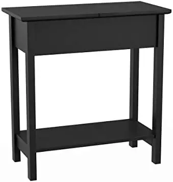 

Lavish Flip Top End Table-Slim Side Console with Hidden Hinged Storage Compartment and Lower Shelf- for Living Room, Hallway or
