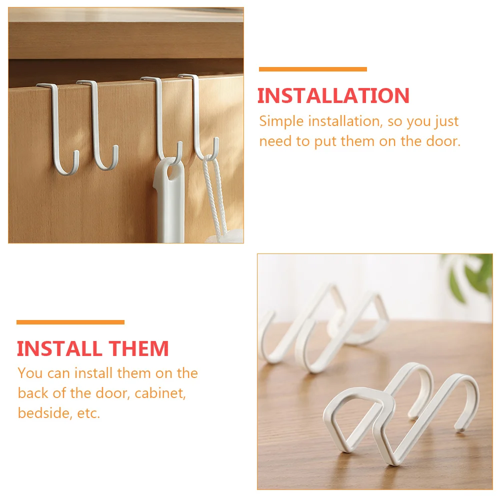 2 Pcs Stainless Steel Hooks Double Row Hangers Punch Free Bag Hooks Door Household Clothes Practical Coat Wall