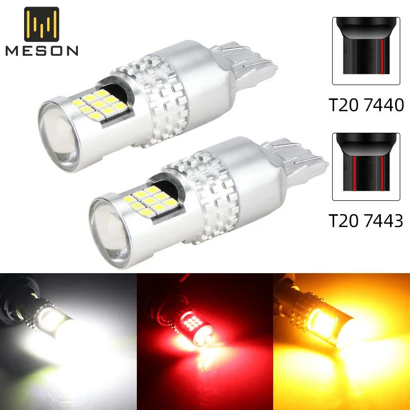 

10x Автомобильная сигнальная лампа 7440 WY21W W21W Светодиодная лампа 3030 24SMD T20 7443 Led W21W W21/5W Canbus автомобильные задние фонари заднего хода, стоп-сигналы 12 В